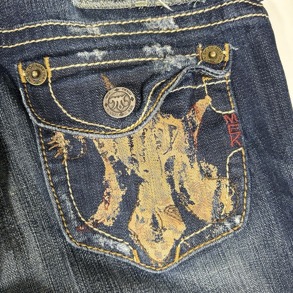 MEK Denim Santiago Jeans Women’s 27x32 Low Rise Straight Distressed Y2K